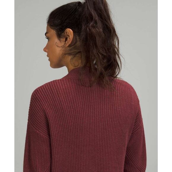 Lululemon Cashlu Sweater Wrap Heathered Mulled Cardigan Wine M/L - Picture 4 of 16